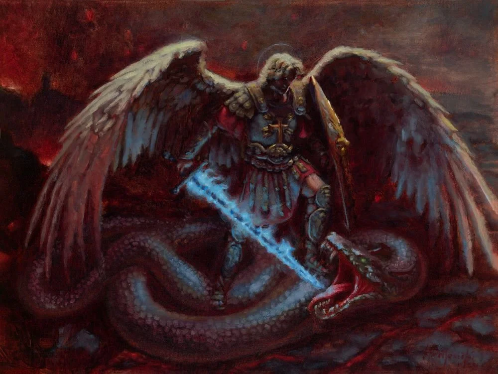 St. Michael The Archangel Original Oil Painting 